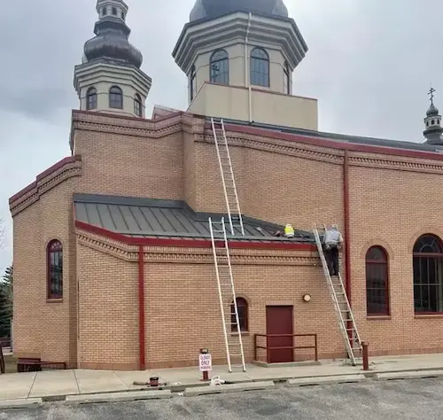 Ukrainian Orthodox church metal roof repair in Calgary