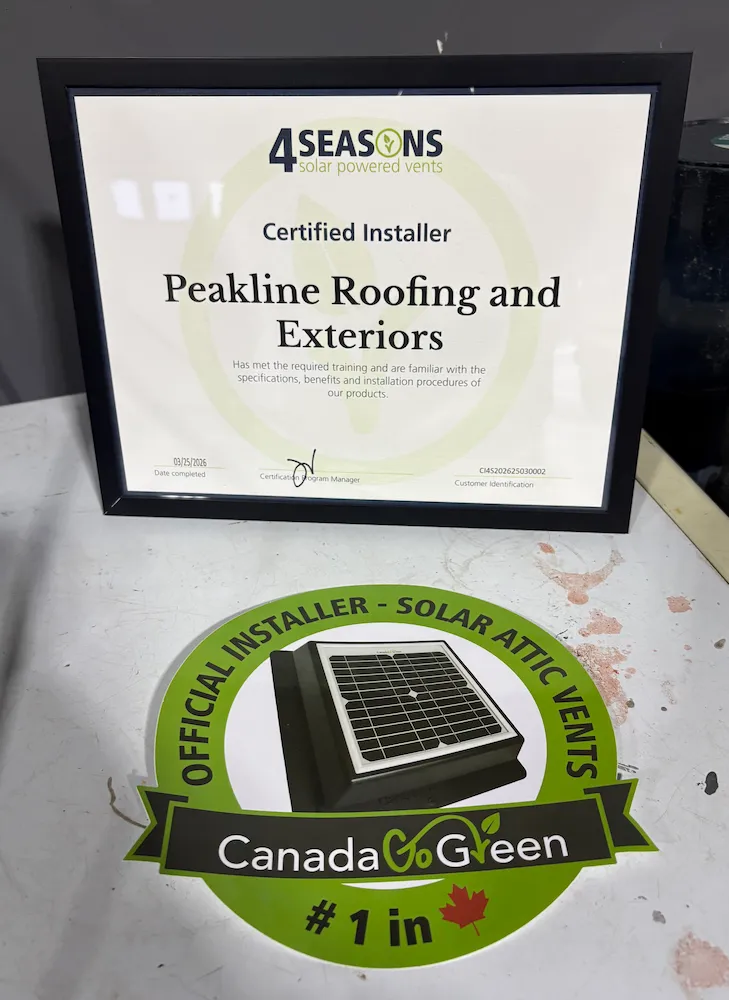 Peakline Roofing - 4 Seasons Solar Powered Vents Certified Installer & Canada Go Green Official Installer