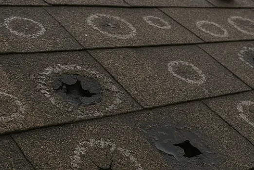 Emergency roof tarp installation after Calgary hailstorm